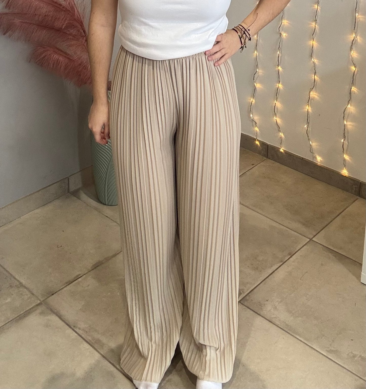 Pantalon fluide beige